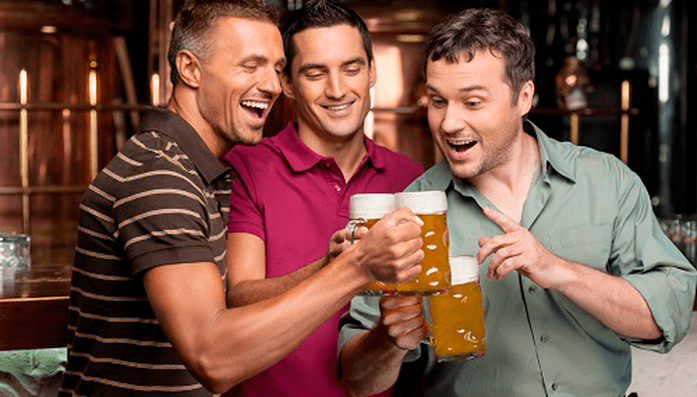 group of friends drinking beer